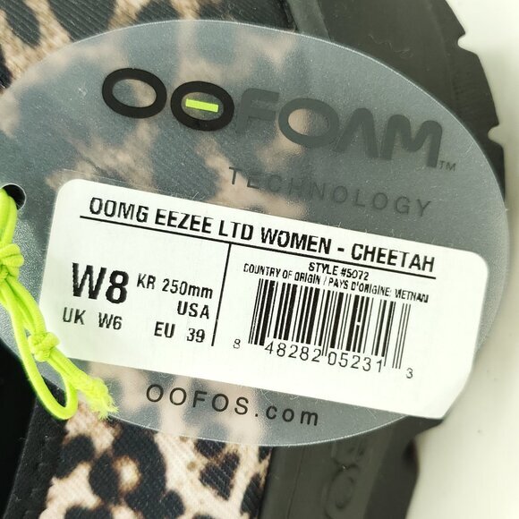 NWOT OOFOS OOmg eeZee Slip On Recovery Sneakers 8 Black/Cheetah/Tan/Animal Print - Picture 3 of 10